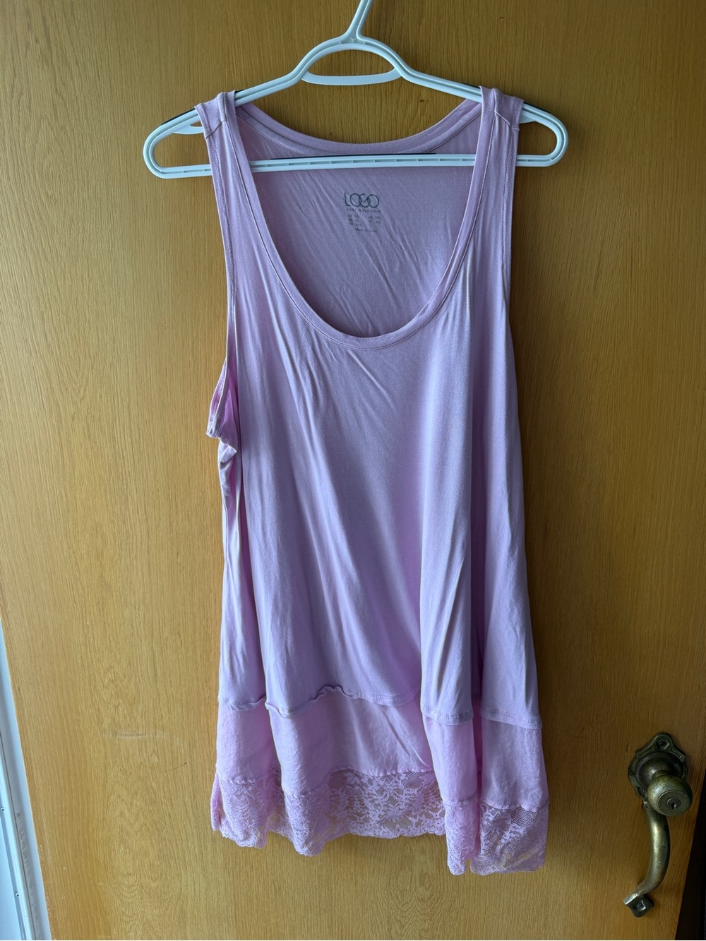 LOGO by Lori Goldstein Regular Knit Tank with Satin and Lace Trim